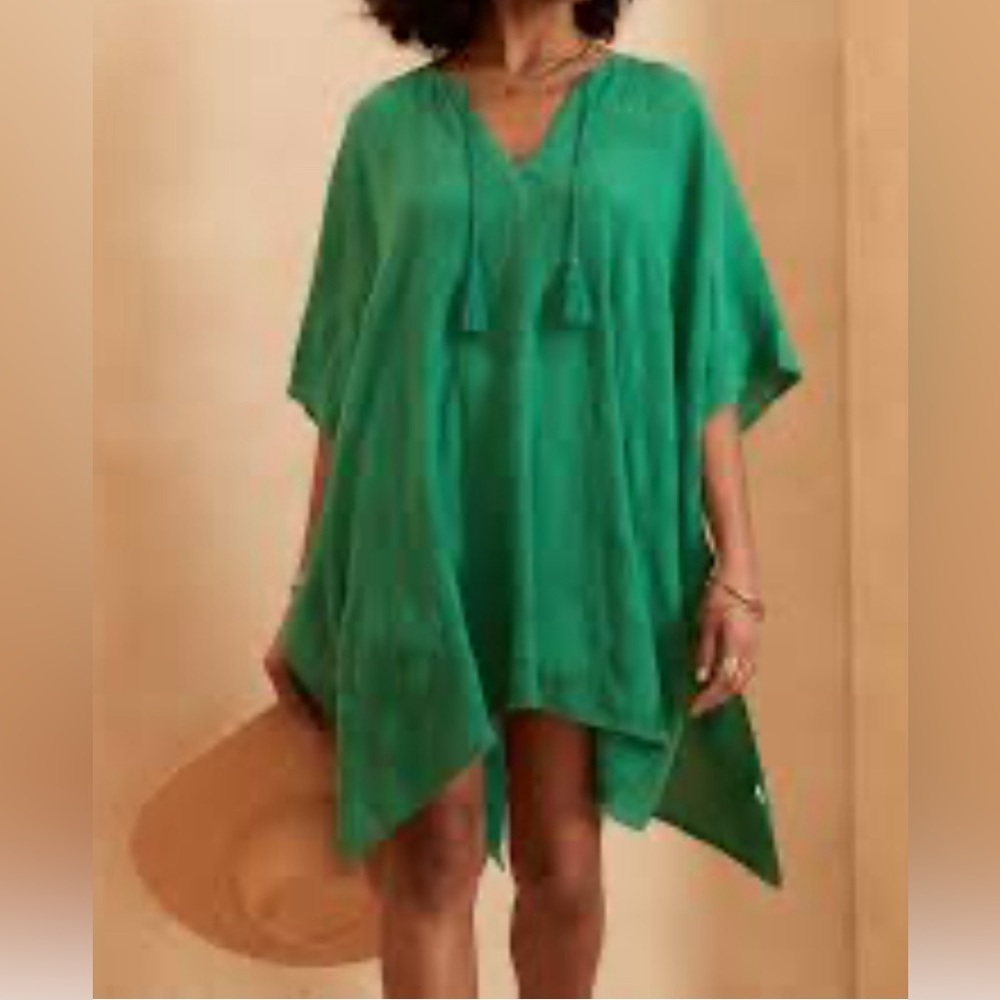 Banana Republic Green Lightweight Tassel Tie Bathing Suit Cotton Cover Up Sz M/L